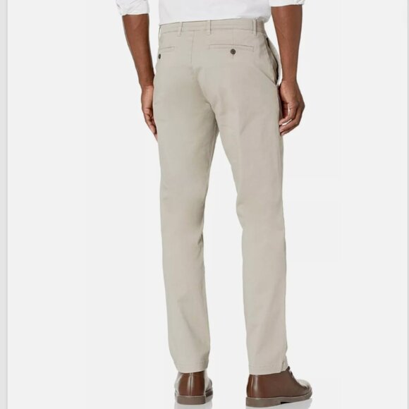 GOODTHREADS Men's Athletic Fit Washed Comfort Stretch Chino Pants 36x32 - Khaki - Picture 2 of 4